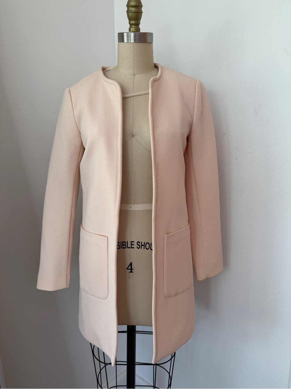 H&M Blush Pink Open-Front Long Coat